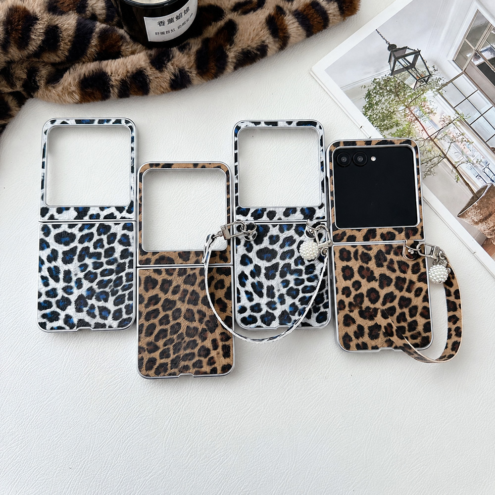 Camera Wrist Strap - Leopard Print Folding Flip Phone Case