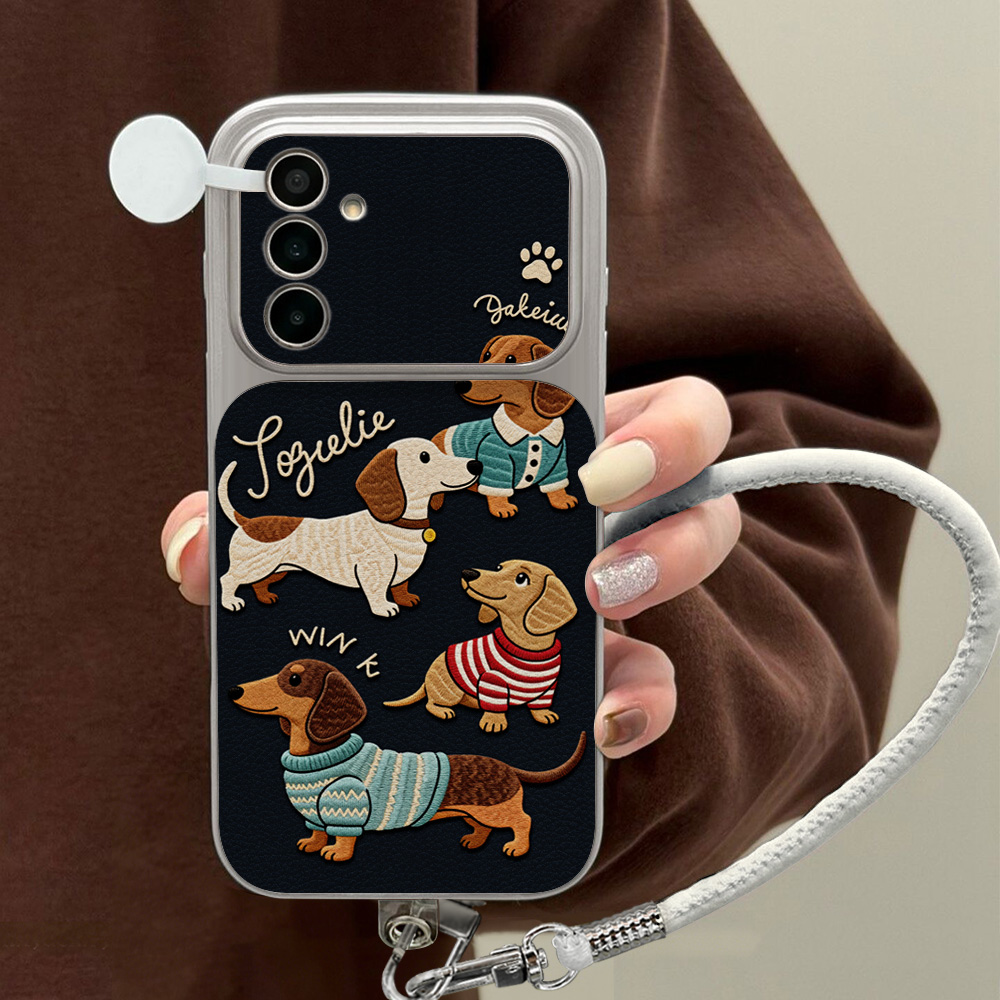 Camera Wrist Strap - Cartoon Dachshund Phone Case For Samsung