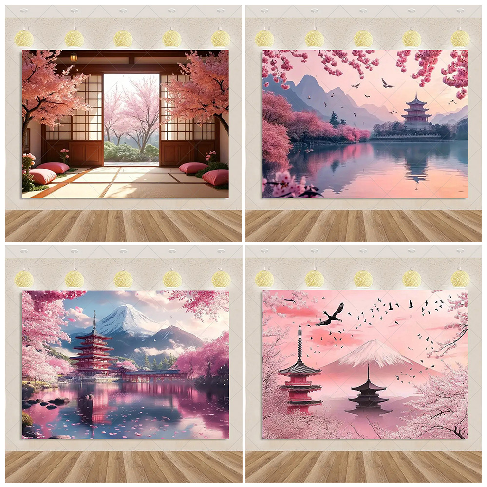 Photography Composition - Pink Sakura Background Japanese Mount Fuji